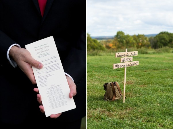 Outdoor wedding signs on grass