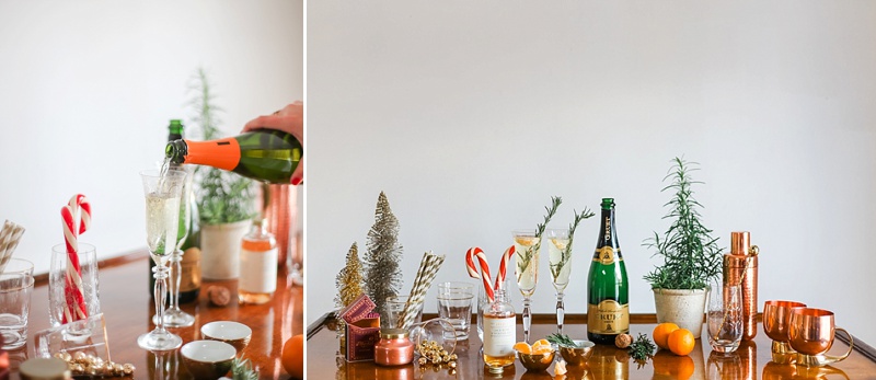 Studio No. 8 Holiday Table with champagne and candy canes 
